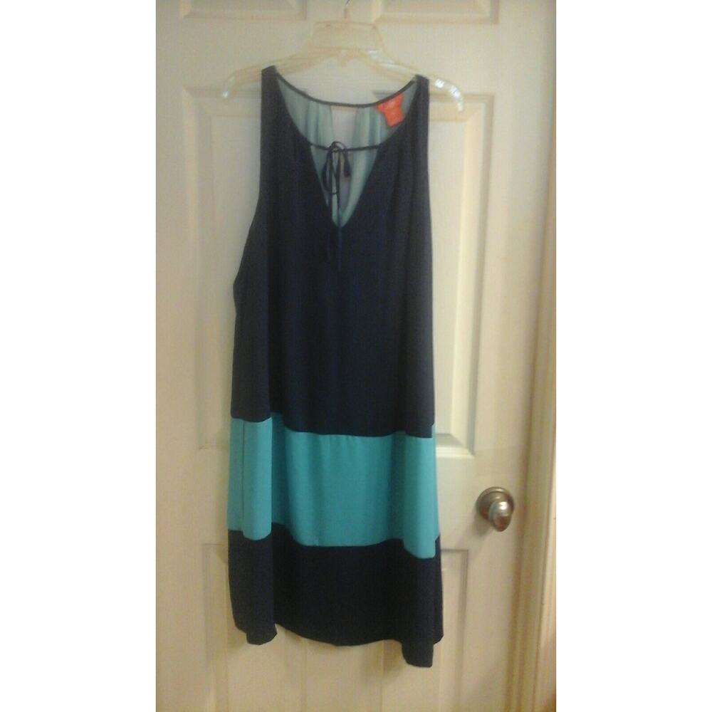 Y2K Joe Fresh Dress Women's large Colorblock Blues Sleeveless Lined Lagenlook